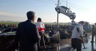 تصادف زنجیره ای در محور بهبهان -رامهرمز