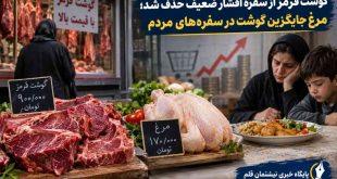 گوشت قرمز از سفره اقشار ضعیف حذف شد؛ مرغ جایگزین گوشت در سفره‌های مردم