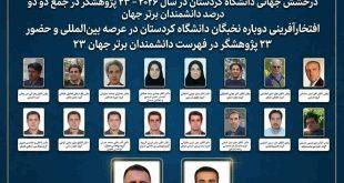 افتخارآفرینی دوباره نخبگان دانشگاه کردستان در عرصه بین‌المللی / حضور ۲۳ پژوهشگر در فهرست دانشمندان برتر جهان